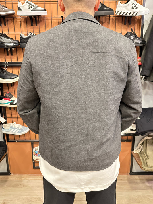Polo Yaka Çelik Fermuarlı Antrasit Ceket