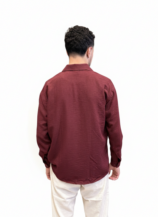 Keten Bordo Erkek Gömlek