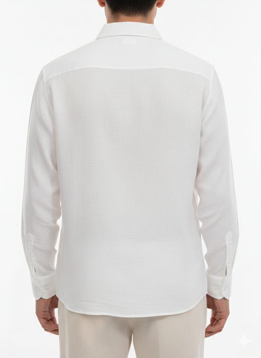 Keten Beyaz Erkek Gömlek