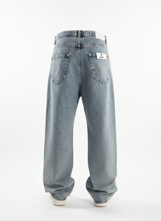 Double Baggy Mavi Kar Yıkama Kot Pantolon