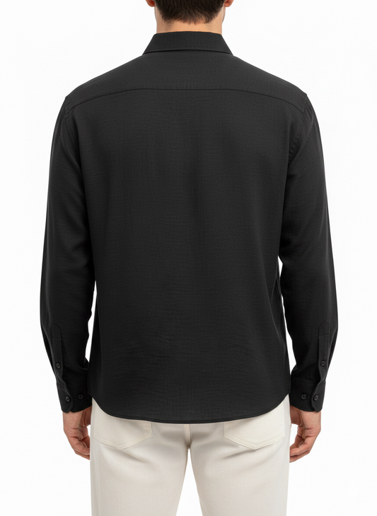 Keten Siyah Erkek Gömlek