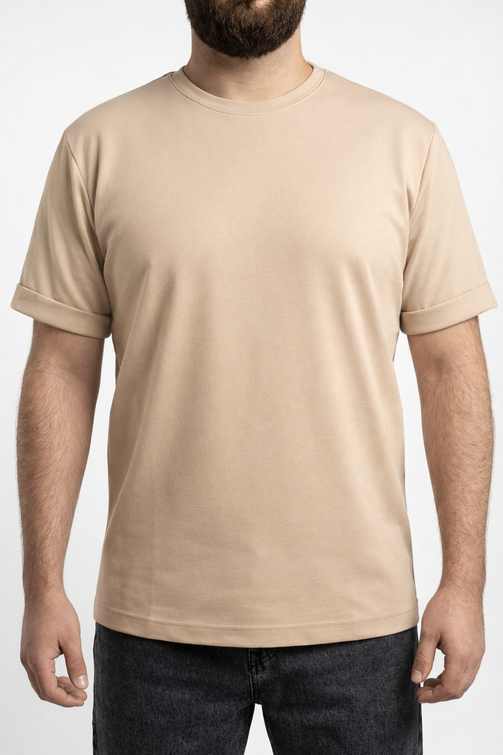 Bej Basic Erkek T-Shirt