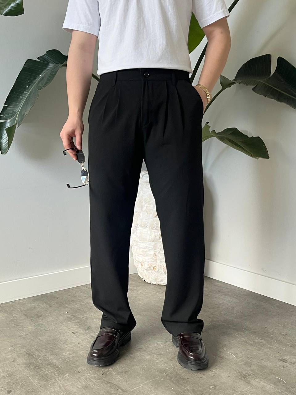 Erkek Pileli Baggy Bol Kesim Pantolon