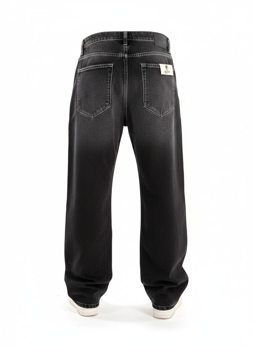 Double Baggy Kot Pantolon Siyah Yıkama