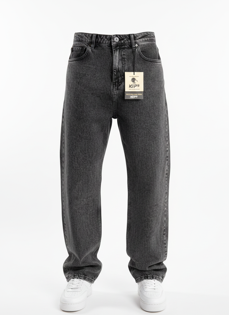 Double Baggy Siyah Kot Pantolon